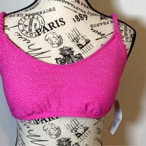 🩵NWT🩵 SUGAR BEACH SEPARATES SWIM TOP VIBRANT PINK W/METALLIC SILVER SIZE LARGE